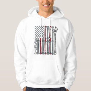 Mechanic Wrench Flag Vintage Engraving Vector Desi Hoodie