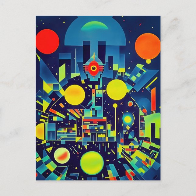 Mechanical Abstraction Watching You Postcard (Front)