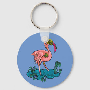Mechanical Bird, Pink Flamingo Mecha Robot Key Ring