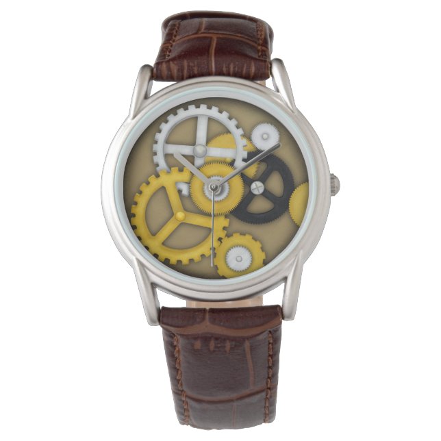 Mechanical Clockwork Visual Illusion Cogs & Gears Watch (Front)