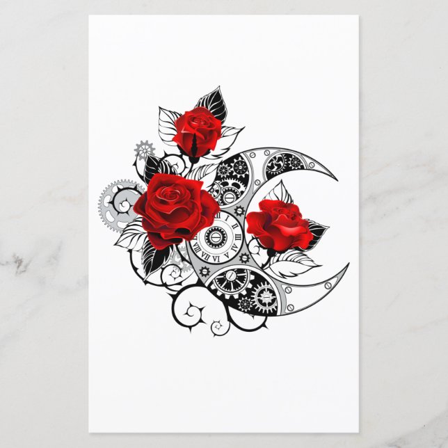 Mechanical Crescent with Red Roses (Front)