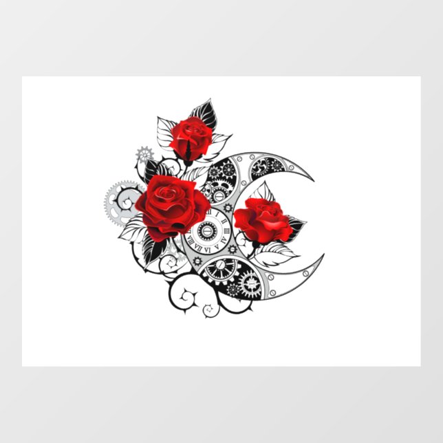 Mechanical Crescent with Red Roses (Sheet)