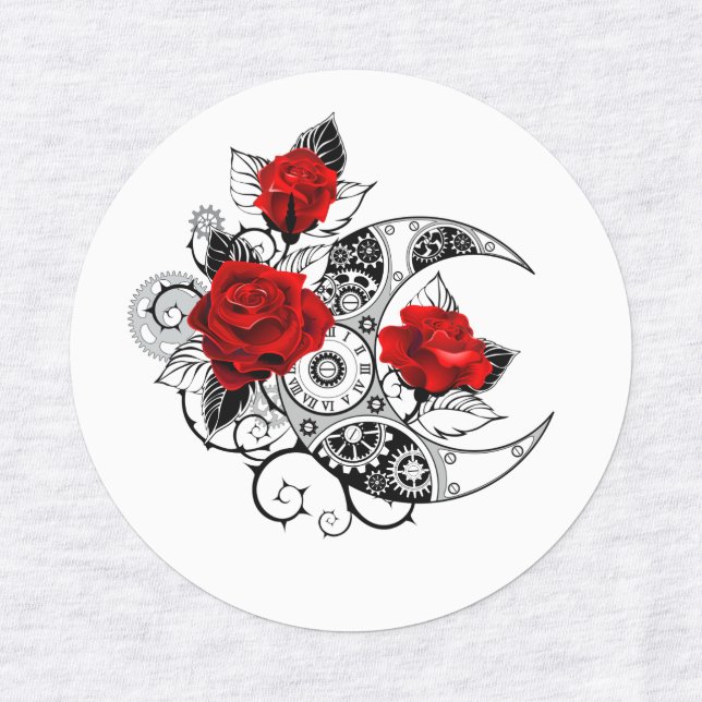 Mechanical Crescent with Red Roses (Design 1)