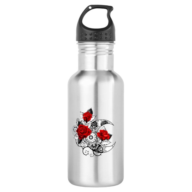 Mechanical Crescent with Red Roses 532 Ml Water Bottle (Front)