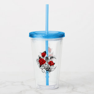 Mechanical Crescent with Red Roses Acrylic Tumbler