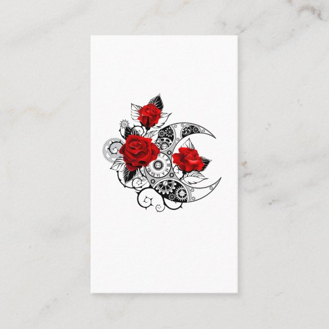 Mechanical Crescent with Red Roses Appointment Card (Front)