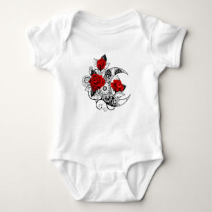Mechanical Crescent with Red Roses Baby Bodysuit