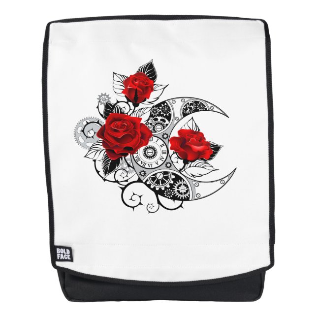 Mechanical Crescent with Red Roses Backpack (Front)