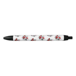 Mechanical Crescent with Red Roses Black Ink Pen