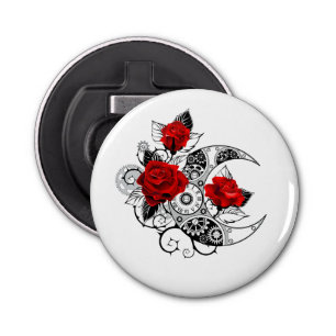 Mechanical Crescent with Red Roses Bottle Opener