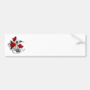 Mechanical Crescent with Red Roses Bumper Sticker