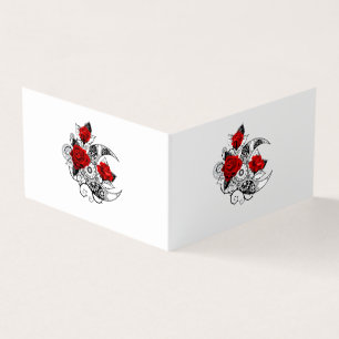 Mechanical Crescent with Red Roses Business Card