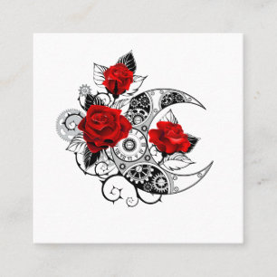 Mechanical Crescent with Red Roses Calling Card