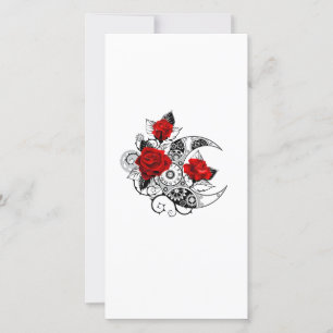 Mechanical Crescent with Red Roses Card