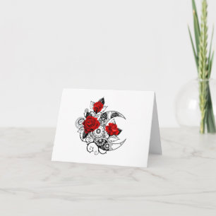Mechanical Crescent with Red Roses Card