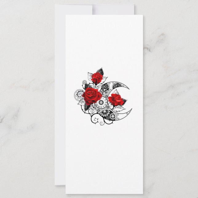 Mechanical Crescent with Red Roses Card (Front)