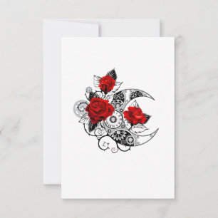 Mechanical Crescent with Red Roses Card