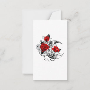 Mechanical Crescent with Red Roses Card