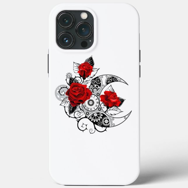Mechanical Crescent with Red Roses Case-Mate iPhone Case (Back)