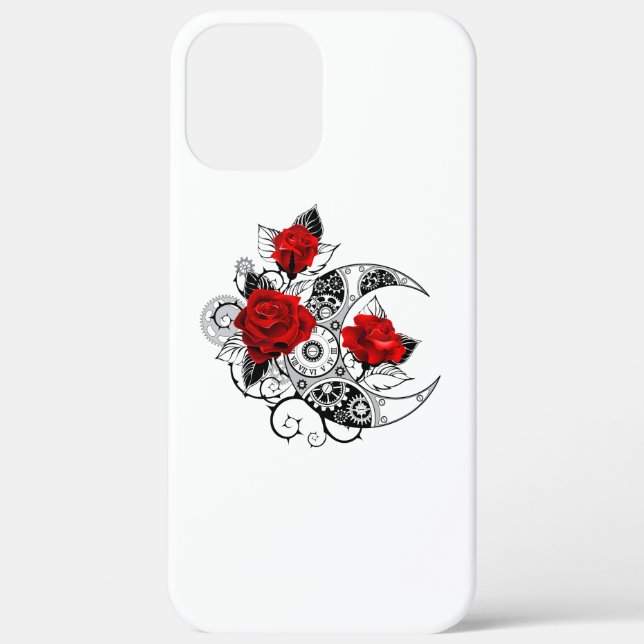 Mechanical Crescent with Red Roses Case-Mate iPhone Case (Back)