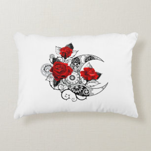 Mechanical Crescent with Red Roses Decorative Cushion