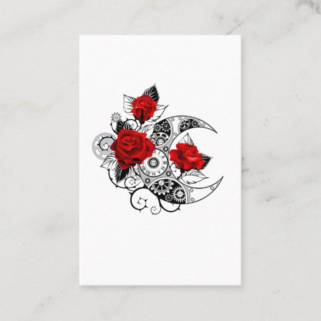 Mechanical Crescent with Red Roses Discount Card (Front)
