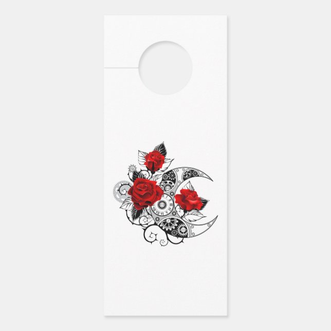 Mechanical Crescent with Red Roses Door Hanger (Front)