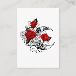 Mechanical Crescent with Red Roses Enclosure Card
