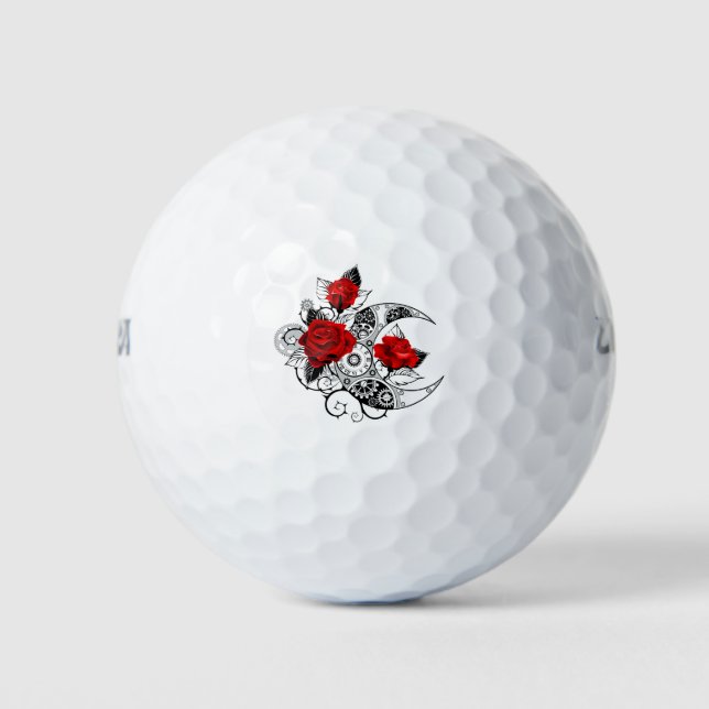 Mechanical Crescent with Red Roses Golf Balls (Front)