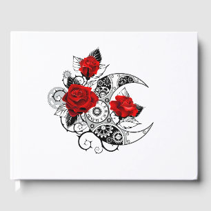 Mechanical Crescent with Red Roses Guest Book