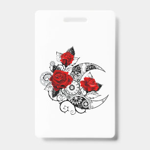 Mechanical Crescent with Red Roses ID Badge