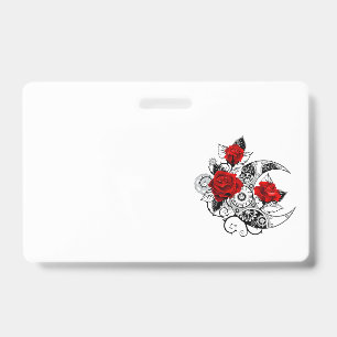 Mechanical Crescent with Red Roses ID Badge