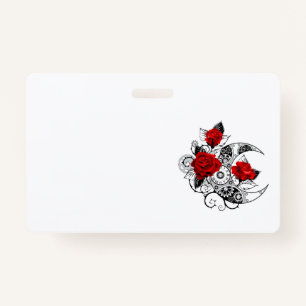 Mechanical Crescent with Red Roses ID Badge