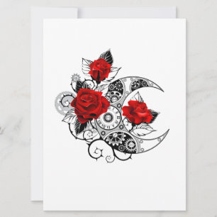 Mechanical Crescent with Red Roses Invitation