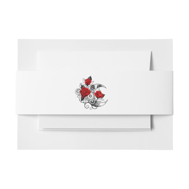 Mechanical Crescent with Red Roses Invitation Belly Band (Front Example)