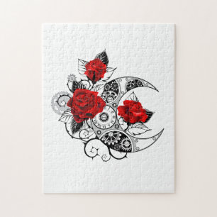 Mechanical Crescent with Red Roses Jigsaw Puzzle