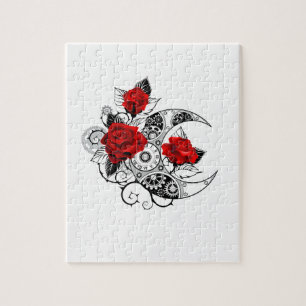 Mechanical Crescent with Red Roses Jigsaw Puzzle
