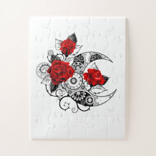 Mechanical Crescent with Red Roses Jigsaw Puzzle