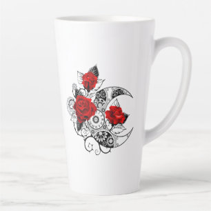 Mechanical Crescent with Red Roses Latte Mug