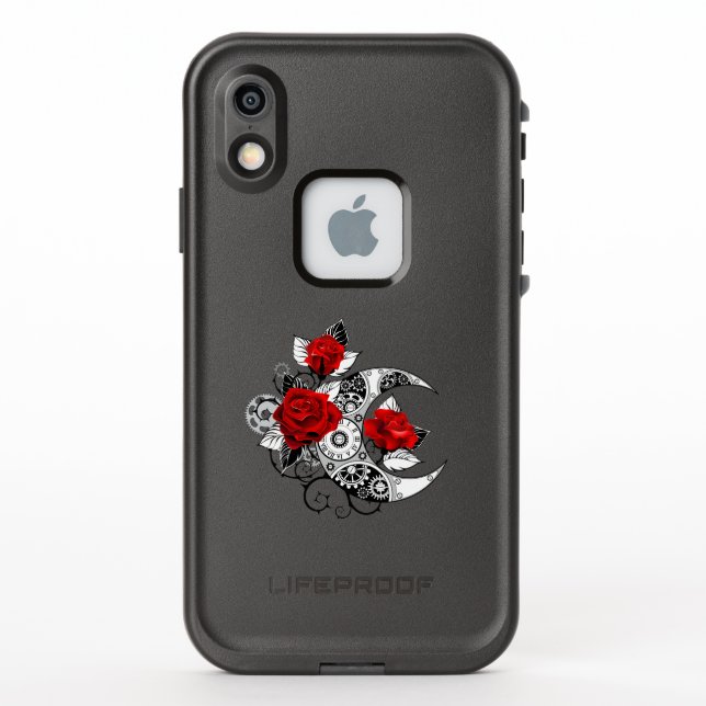 Mechanical Crescent with Red Roses LifeProof iPhone Case (Back)