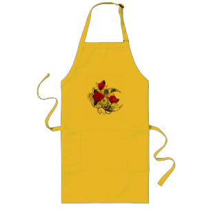 Mechanical Crescent with Red Roses Long Apron