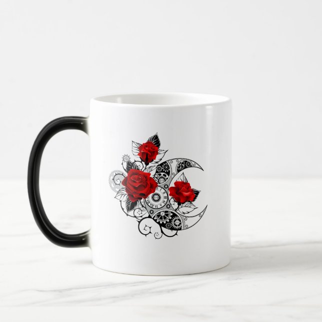Mechanical Crescent with Red Roses Magic Mug (Left)