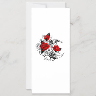 Mechanical Crescent with Red Roses Magnetic Invitation