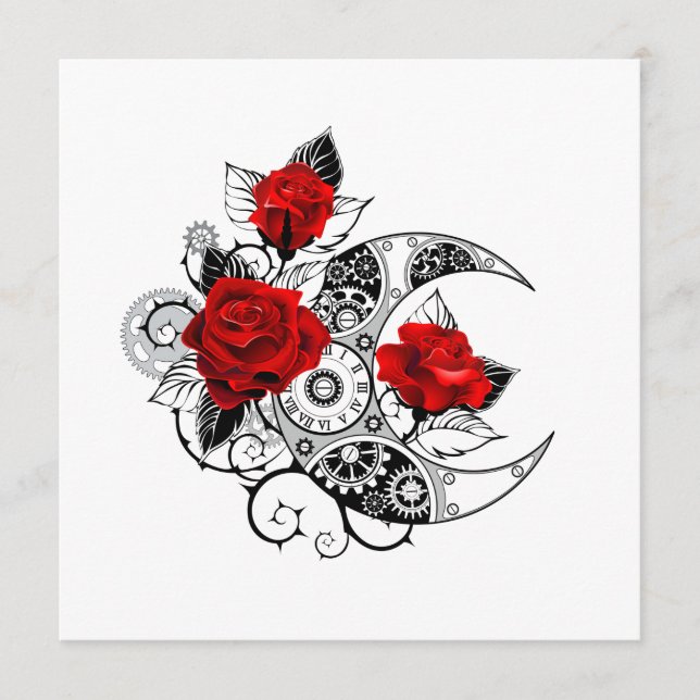 Mechanical Crescent with Red Roses Menu (Front)