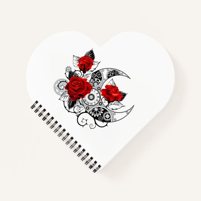 Mechanical Crescent with Red Roses Notebook (Front)