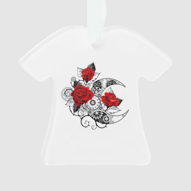 Mechanical Crescent with Red Roses Ornament (Front)