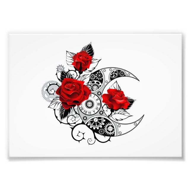 Mechanical Crescent with Red Roses Photo Print (Front)