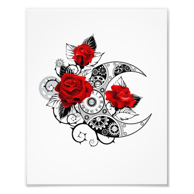 Mechanical Crescent with Red Roses Photo Print (Front)