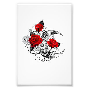 Mechanical Crescent with Red Roses Photo Print