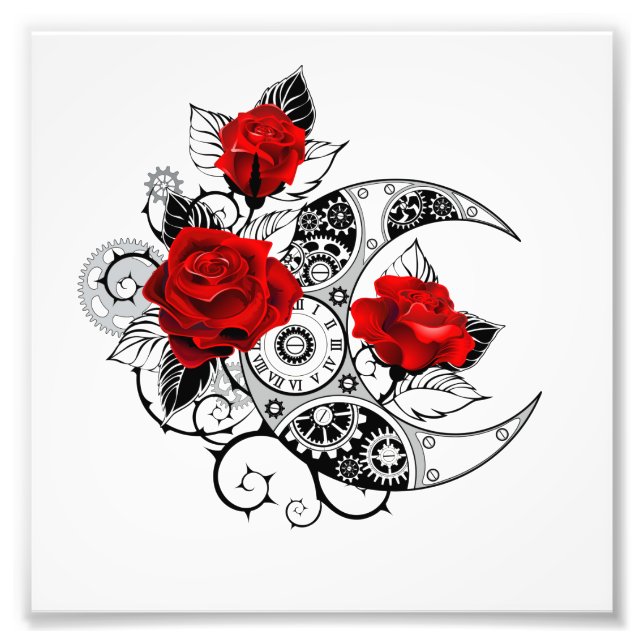 Mechanical Crescent with Red Roses Photo Print (Front)